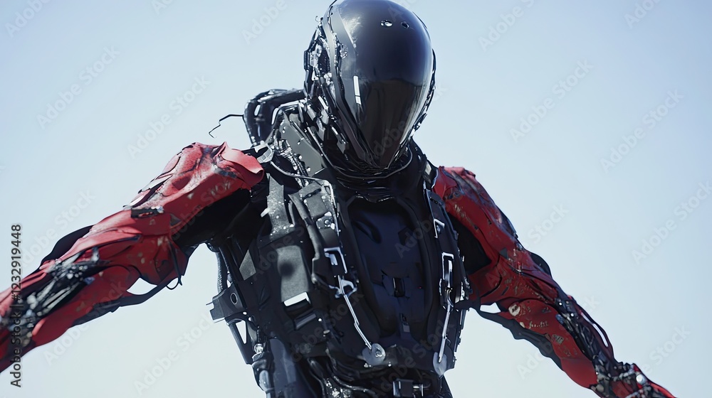 Aufkleber advanced robotic exoskeleton design red and black
