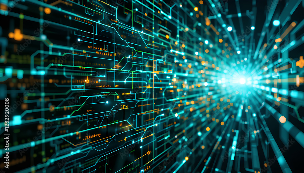 Aufkleber digital background perfect for tech processes, business data transfer & encryption, neural networks,