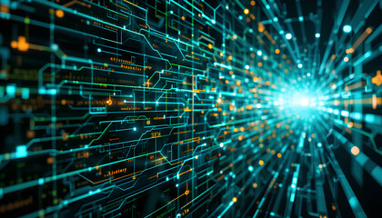 Digital background perfect for tech processes, business data transfer & encryption, neural networks, digital archives,  artificial intelligence, sound and graphic presentation, science, education, etc