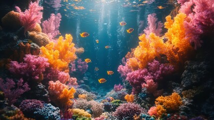 Fototapeta premium Vibrant Coral Reef Underwater Scene