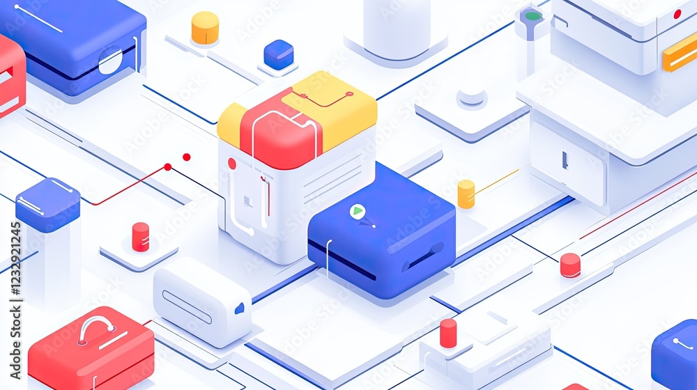 Poster Abstract Isometric Illustration Of Connected Data Blocks