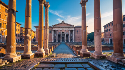 Fototapeta premium amazing Forum of Trajan Italy Rome, sunny day