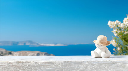 Fototapeta premium Greek Island View Figurine on Wall, Seascape