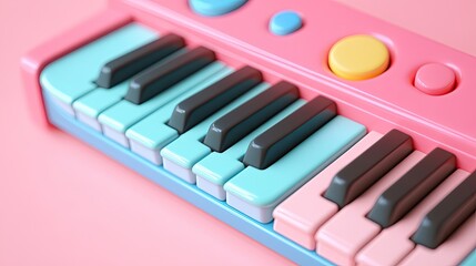 Naklejka premium Pastel Pink and Blue Toy Keyboard Music Instrument