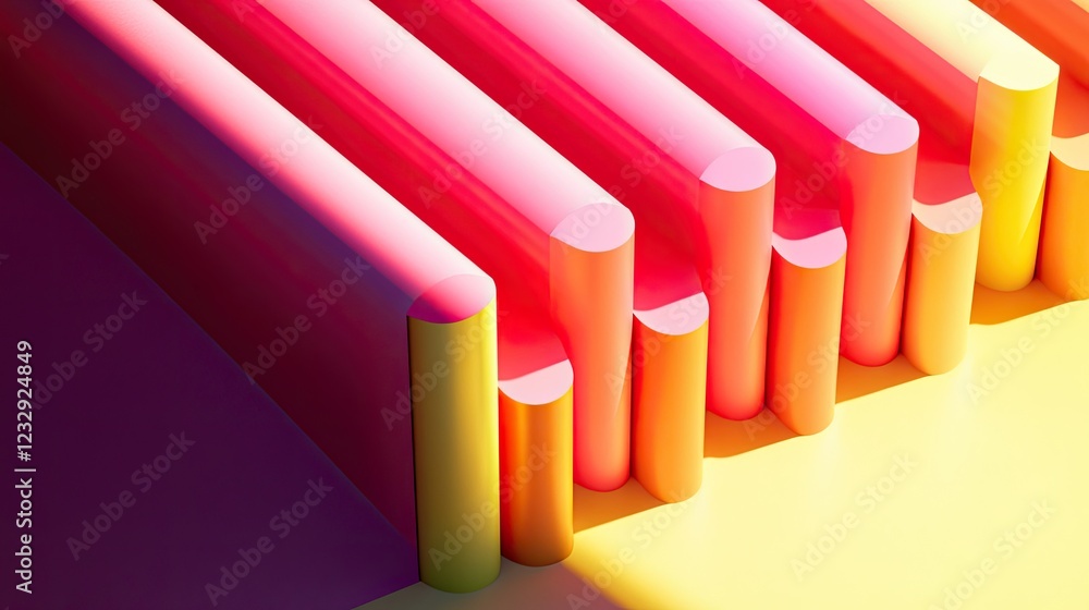 Aufkleber abstract colorful cylindrical forms gradient design
