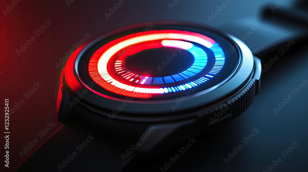Poster Futuristic Smartwatch with Neon Circular Display