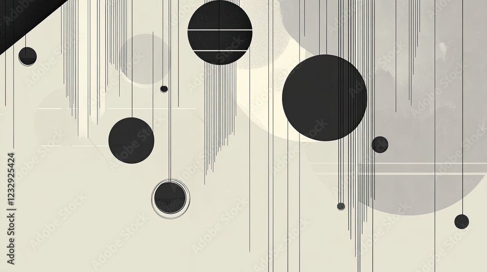 Poster abstract geometric composition with suspended circles