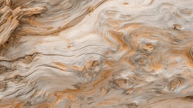 Close-up of intricate textures and patterns found in driftwood on the coasts of washington state, showcasing the natural artistry of wood grain and weathering.
