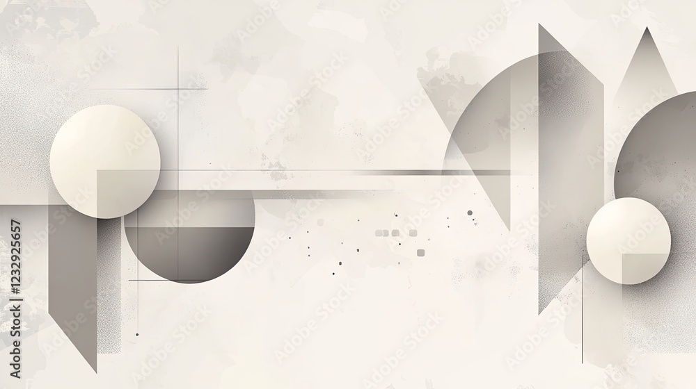 Poster abstract geometric shapes in neutral tones on textured background