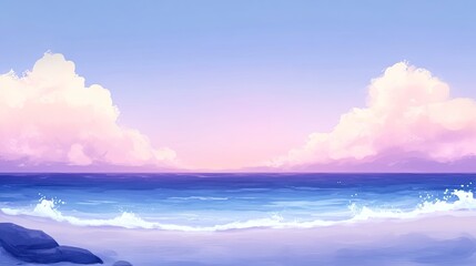 Serene Pastel Beachscape Under a Soft Sky