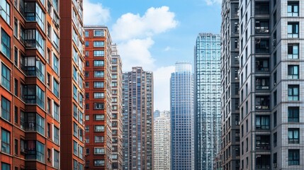 Fototapeta premium Urban Skyline View with Modern Residential and Commercial Buildings