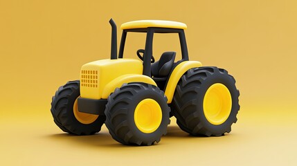Obraz premium Yellow Toy Tractor on Yellow Background