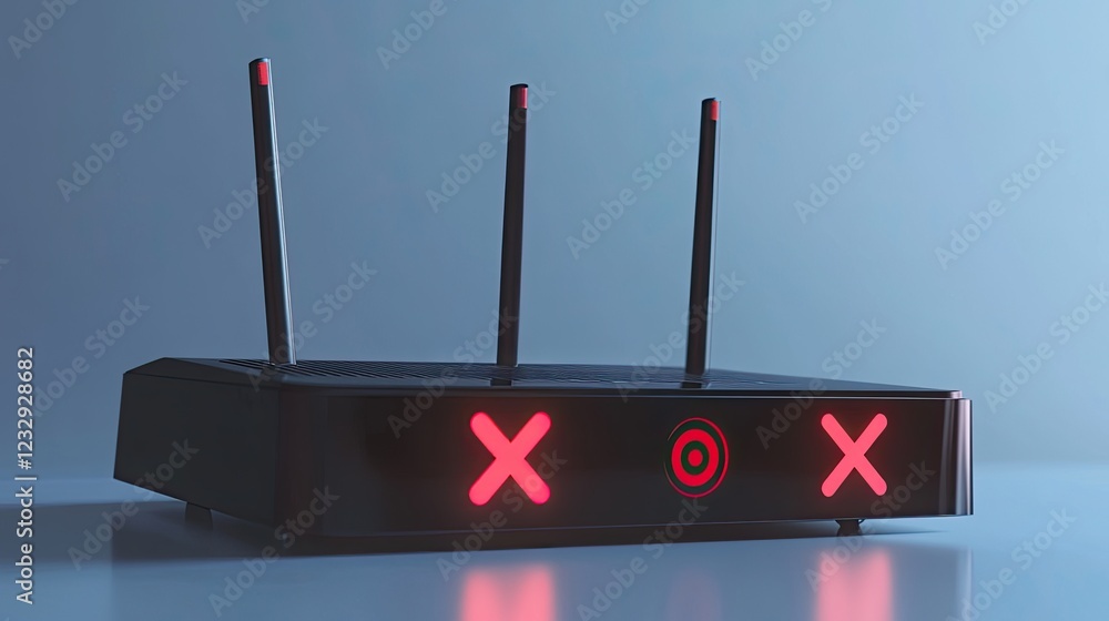 Poster modern wireless router showing connection issues