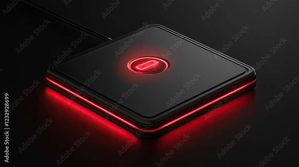 Aufkleber red illuminated power button on black device