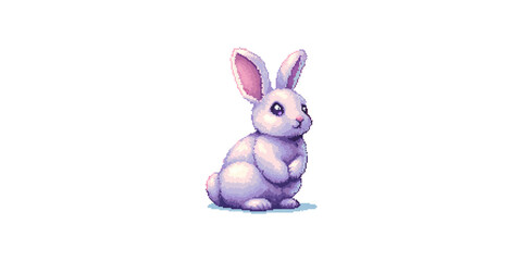 Obraz premium White rabbit sitting isolated on transparent background