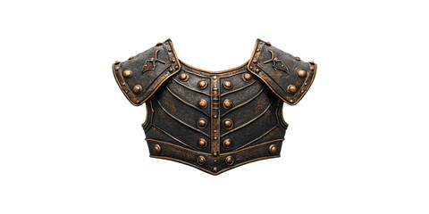 Medieval chest armor with decorative details isolated on transparent background