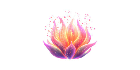 Fototapeta premium Colorful digital lotus flower with sparkles isolated on transparent background