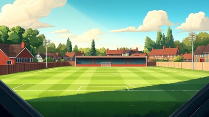 A Serene Soccer Field Nestled in Suburban Homes