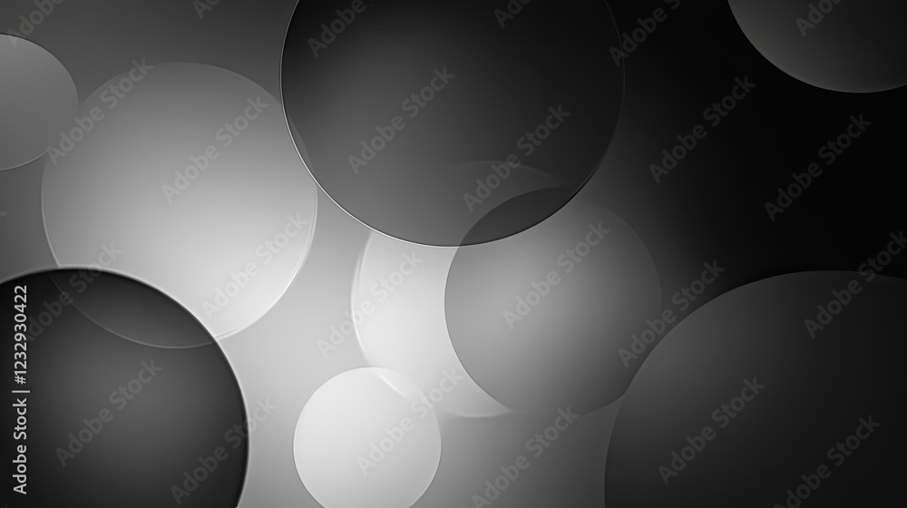 Poster Abstract grayscale image showing overlapping circles