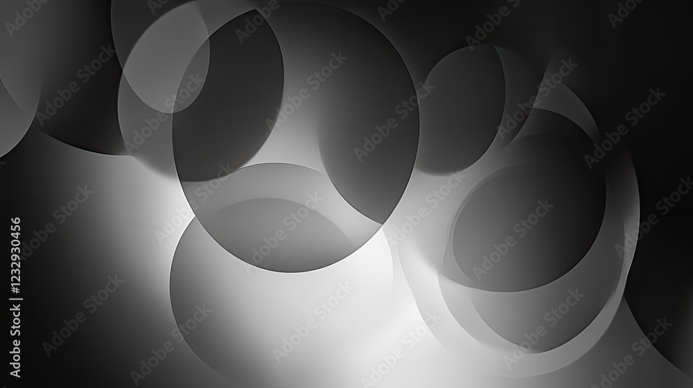 Aufkleber Abstract grayscale image of overlapping circles