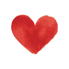 Watercolor heart vector illustration. Love symbol in hand painted water color style.