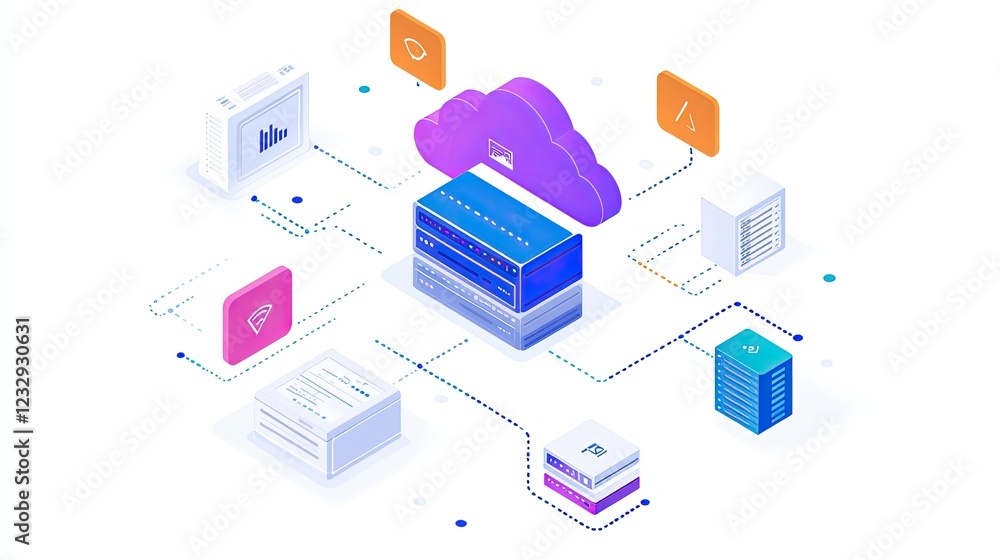 Aufkleber Cloud Computing Network System Data Servers Infrastructure