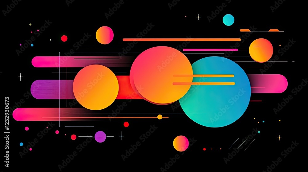 Poster abstract colorful circles and lines design