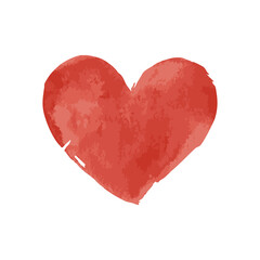 Watercolor heart vector illustration. Love symbol in hand painted water color style.