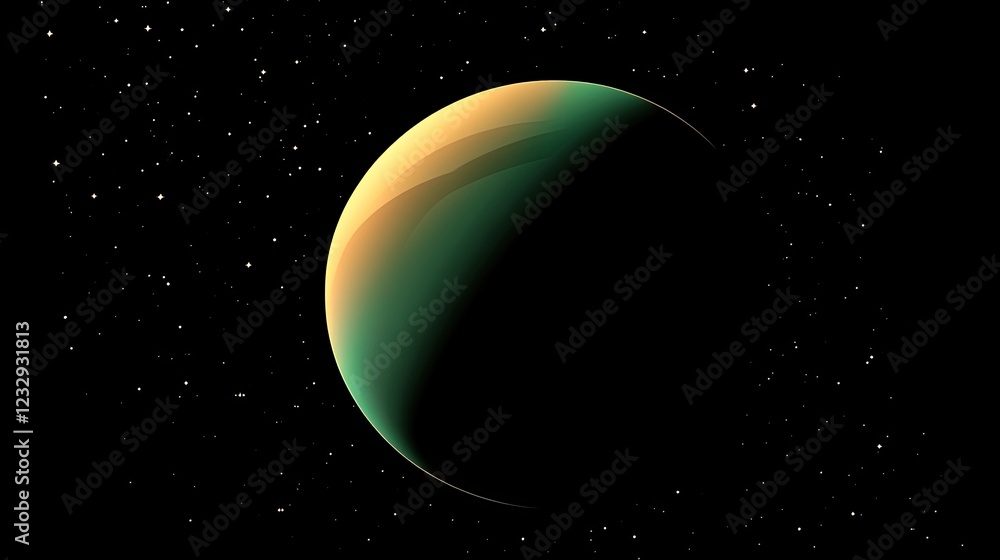 Poster a crescent shaped planet in deep space