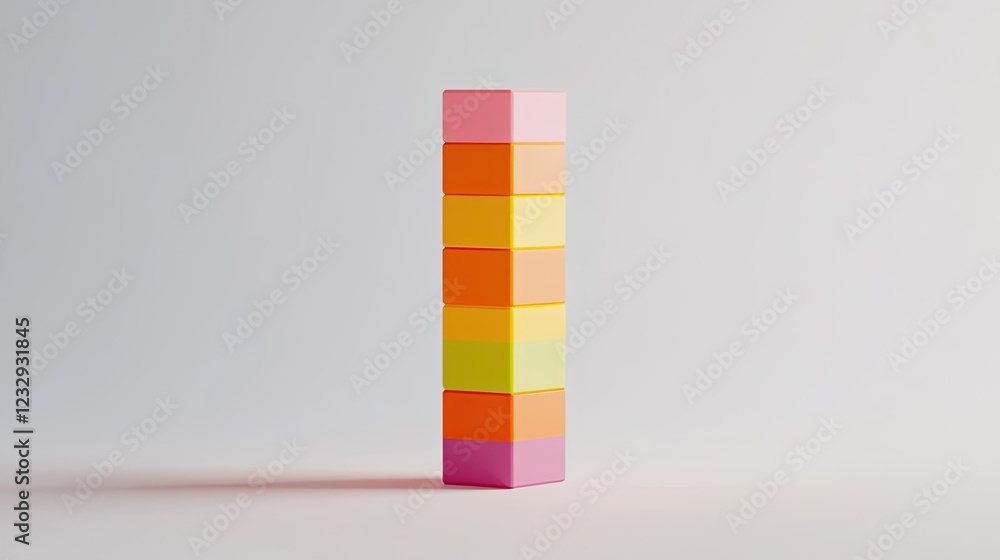 Poster Colorful blocks stacked vertically forming a tall structure