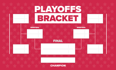 Naklejka premium Playoffs bracket. Playoffs grid. Sport tournament bracket. Game and competition schedule. Season final. Team and players. Championship winner. Match score. Vector poster