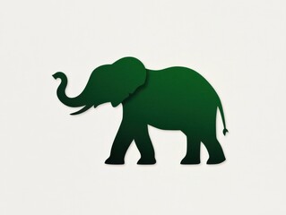 Obraz premium silhouette of a dark green elephant on a white background