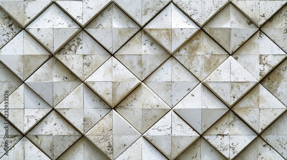 Poster textured white wall with geometric triangular patterns and grunge