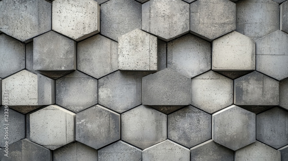 Poster unique textured hexagonal concrete wall design for modern architecture