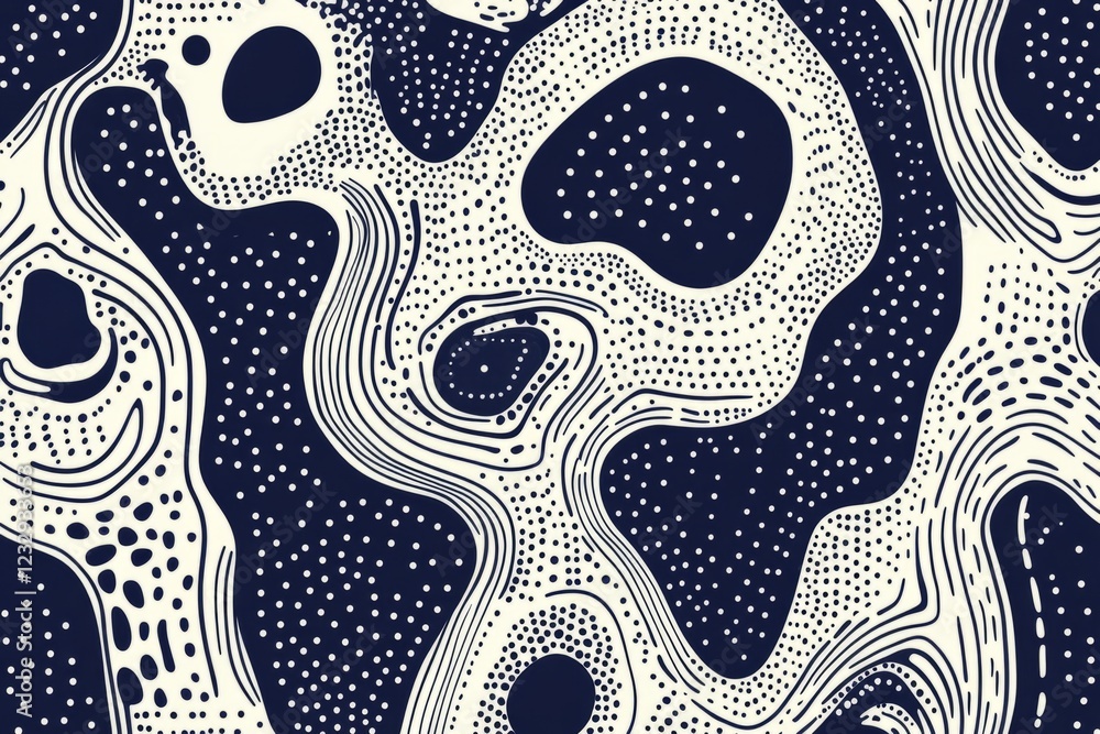 Aufkleber intricate contour lines and a dotted texture combine to form fluid, organic shapes, resembling a sty