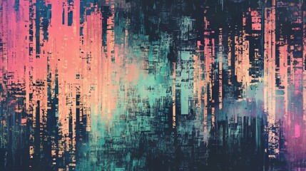 System crash visualized with glitching code strings, abstract program errors in virtual space.