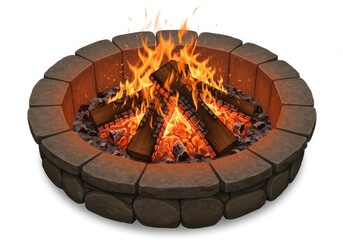 Campfire, blazing flames, burning logs
