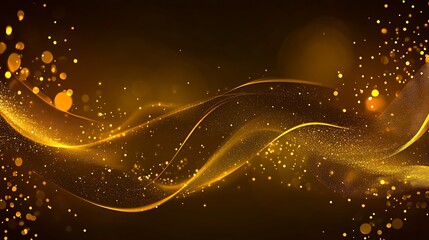 Obraz premium Golden Abstract Wave With Sparkling Lights