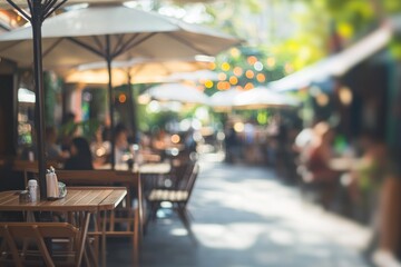 Blurred Sunny Day at an Outdoor Cafe