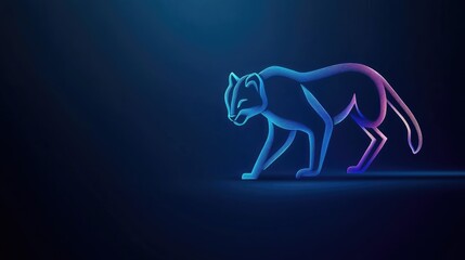Fototapeta premium Neon cat, dark background, digital art, website banner