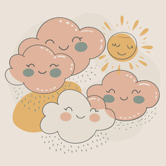 Cute Cloudy Characters Design