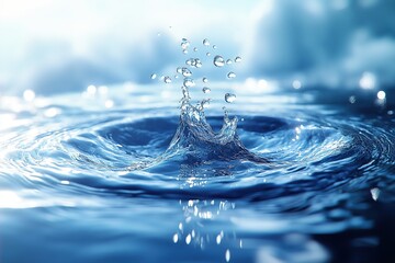 Water drop falling on smooth water surface