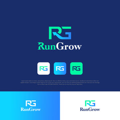 Run Grow Business logo concept. Letter R and G logo vector illustration.
