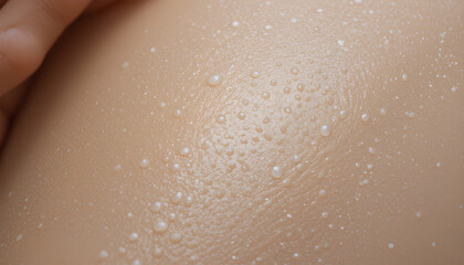 Fototapeta premium Close-up of hydrated skin showing natural texture and moisture emphasizing skin care and health benefits for preventing stretch marks