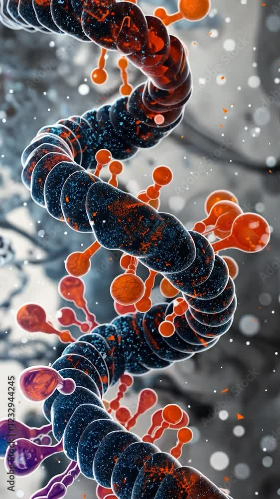 Poster abstract representation of dna structure with vibrant colors.