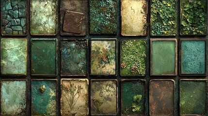 Green Patina Textures Encased In Rustic Frames