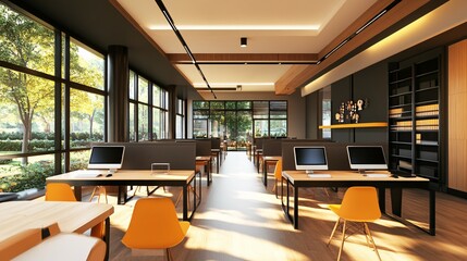Modern Office Workspace With Abundant Natural Light