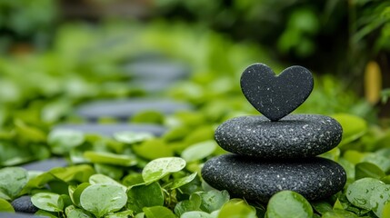 Yoga in a Serene Garden with Heart-Shaped Leaves