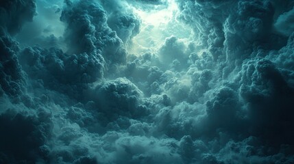 Obraz premium Light Breaking Through Dark Storm Clouds in Sky, Dramatic Background/Texture