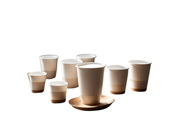 Minimalist Coffee Cup Set Featuring Different Sizes, Ideal for Takeout, Cafe Branding, and Packaging Design Projects